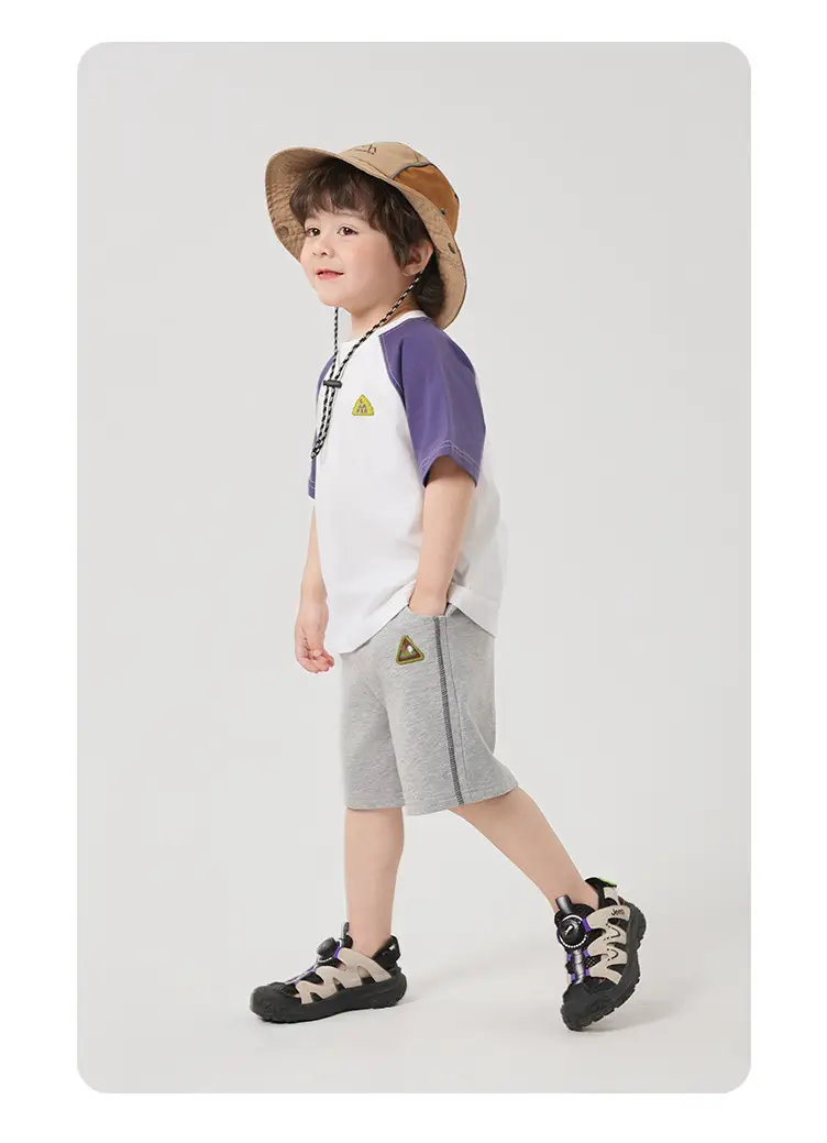 Right European Boy's Short Sleeve T-Shirt Summer White Green Purple — feature 23