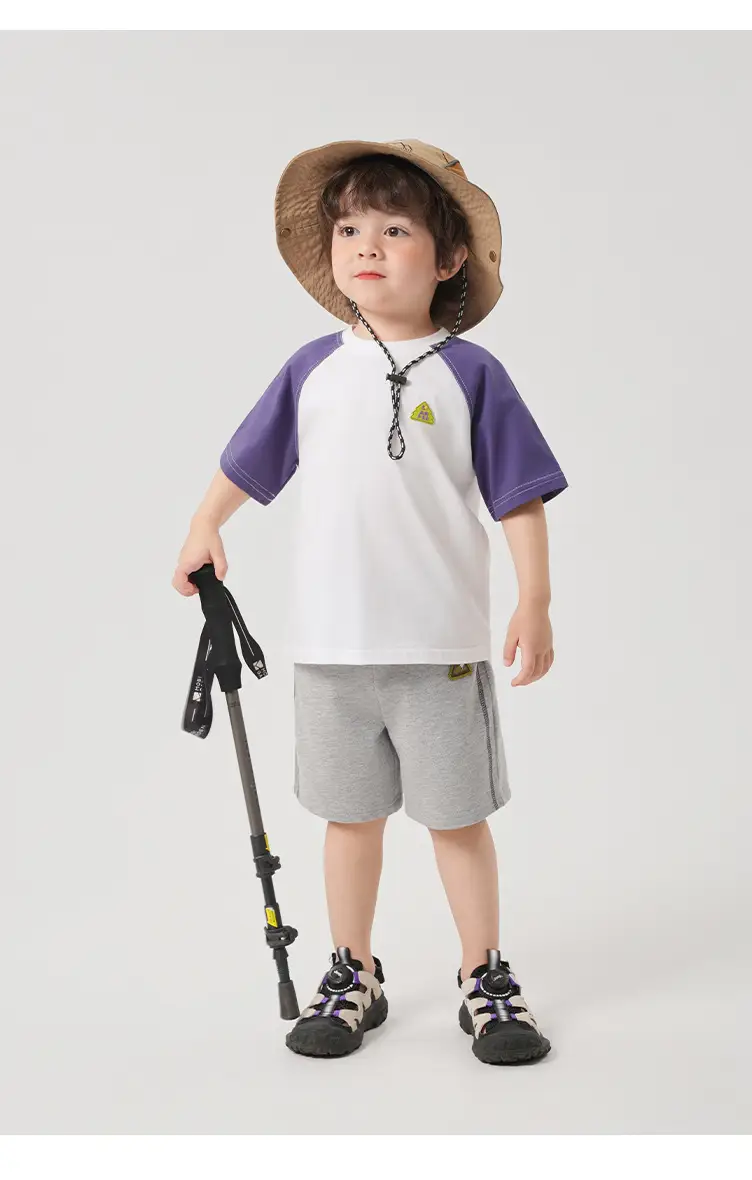 Right European Boy's Short Sleeve T-Shirt Summer White Green Purple — feature 24