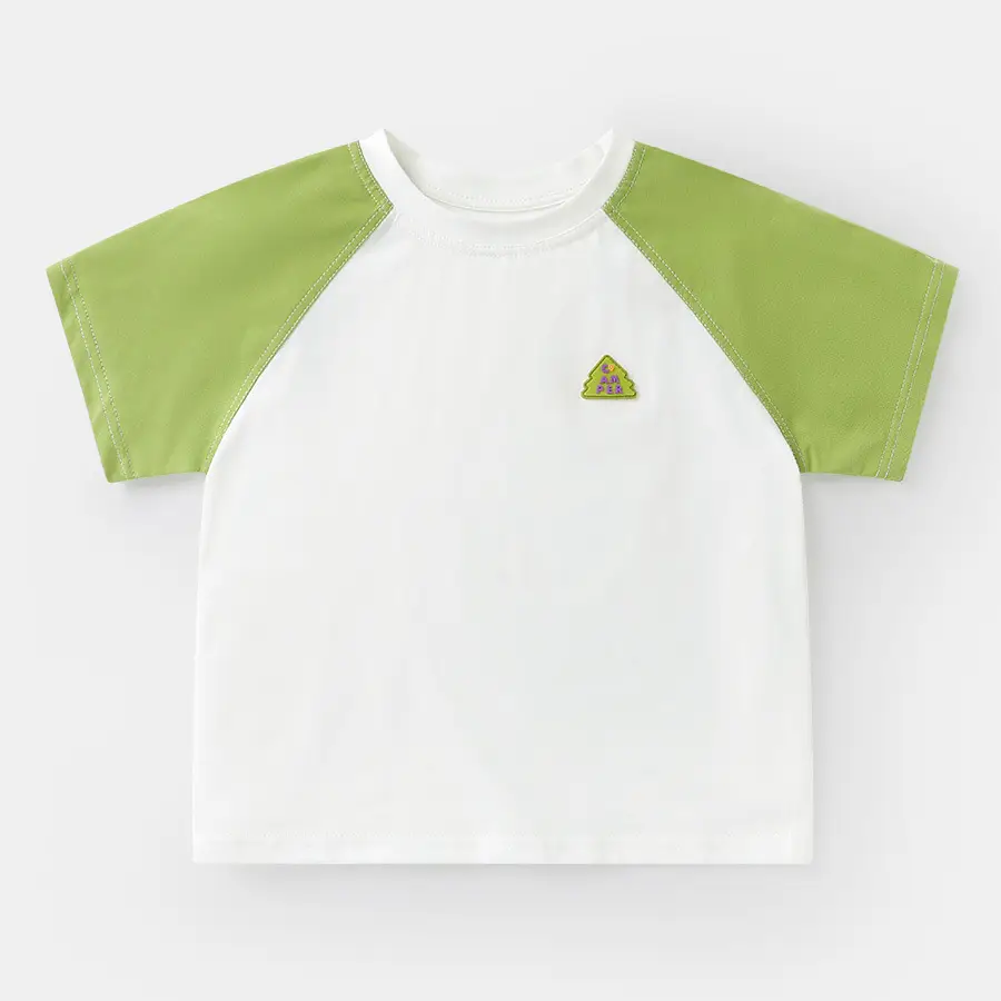 Right European Boy's Short Sleeve T-Shirt Summer White Green Purple - Image 2