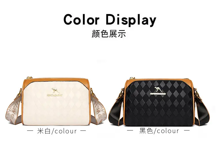 Women's Black Diamond Print Shoulder Bag with Crossbody Strap — feature 16