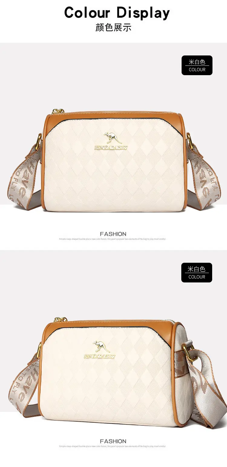 Women's Black Diamond Print Shoulder Bag with Crossbody Strap — feature 20