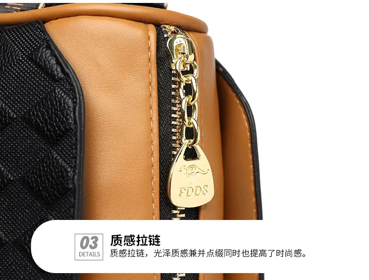 Women's Black Diamond Print Shoulder Bag with Crossbody Strap — feature 22