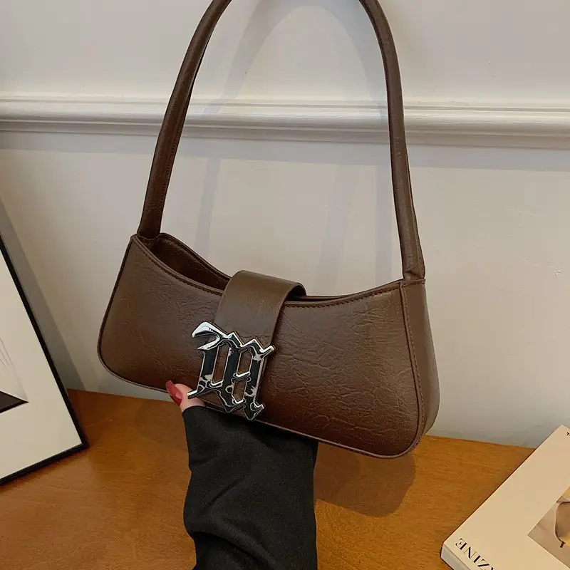 White French Style Shoulder Bag with Buckle Crossbody - Image 6