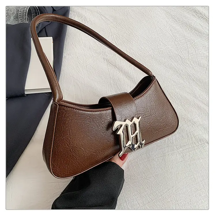 White French Style Shoulder Bag with Buckle Crossbody - Image 3