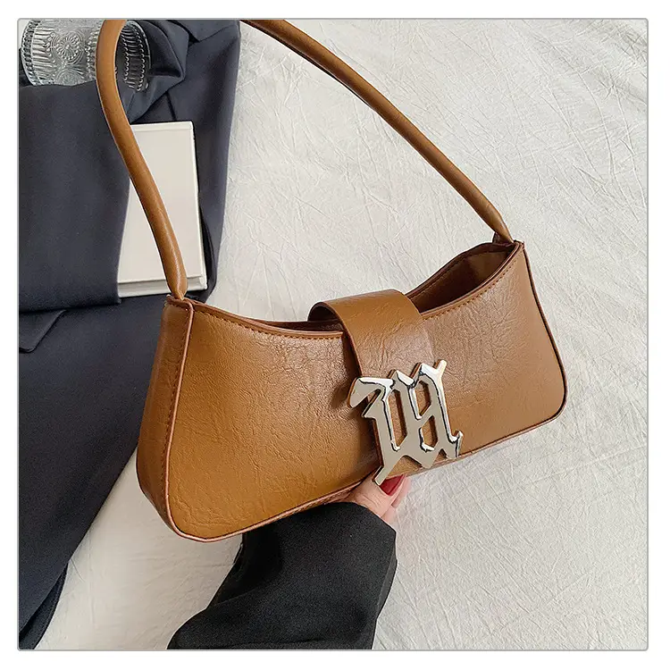 White French Style Shoulder Bag with Buckle Crossbody - Image 4