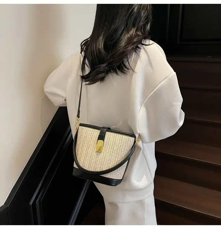 Women Woven Bucket Bag Tan Brown Crossbody Shoulder — feature 11