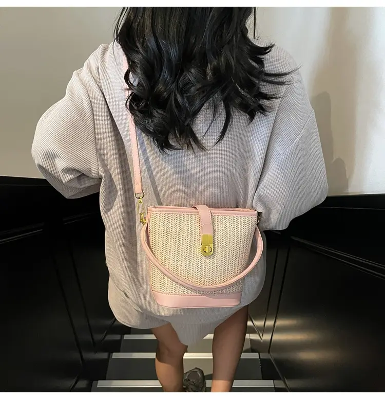 Women Woven Bucket Bag Tan Brown Crossbody Shoulder — feature 25