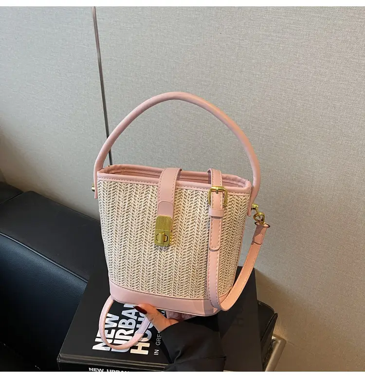 Women Woven Bucket Bag Tan Brown Crossbody Shoulder — feature 42