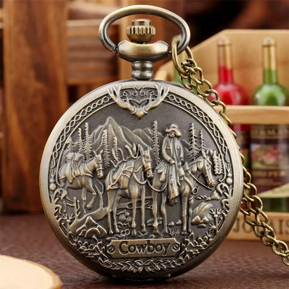 Retro Horse Face Quartz Pocket Watch with Zodiac Design - Image 8