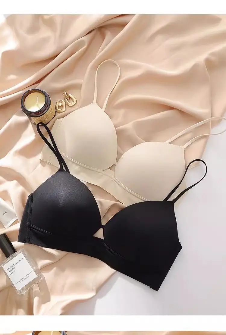 Wireless French Strap Seamless Bra for Women, Soft Support, Thin Style, Small Bust — feature 1