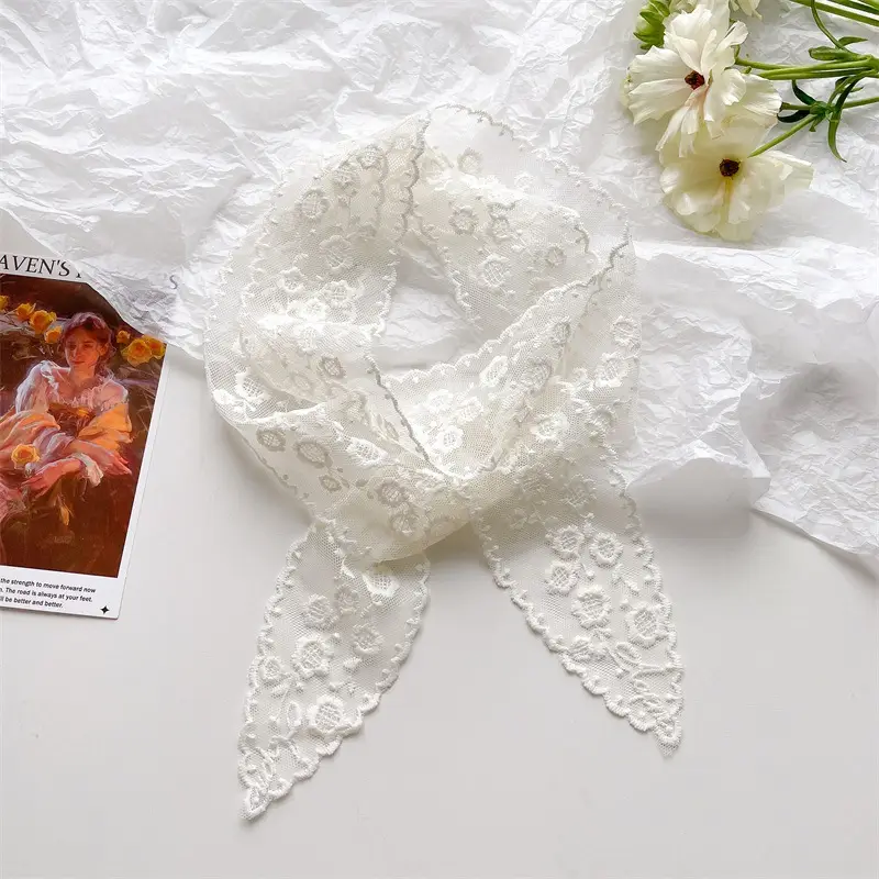 Green Lace Belt Scarf for Women Elegant Retro Decorative Neckband - Image 6
