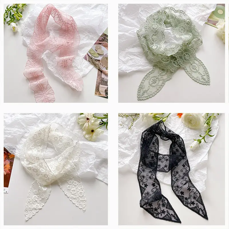 Green Lace Belt Scarf for Women Elegant Retro Decorative Neckband - Image 17