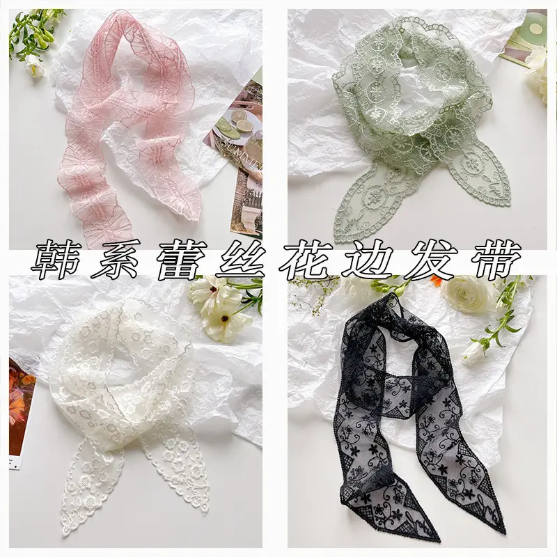 Green Lace Belt Scarf for Women Elegant Retro Decorative Neckband — feature 2