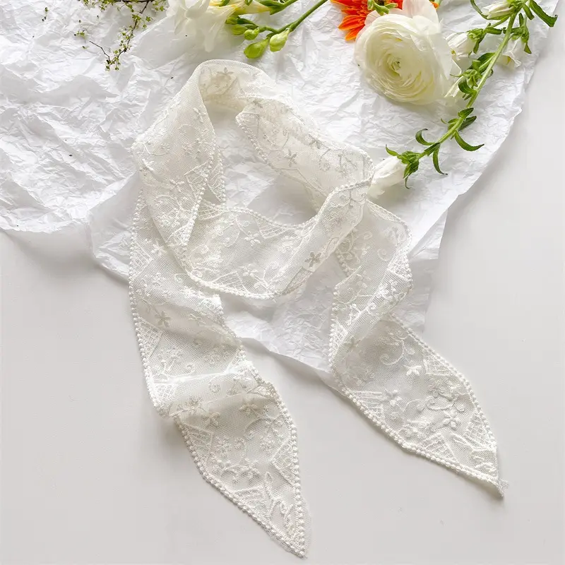 Green Lace Belt Scarf for Women Elegant Retro Decorative Neckband - Image 2