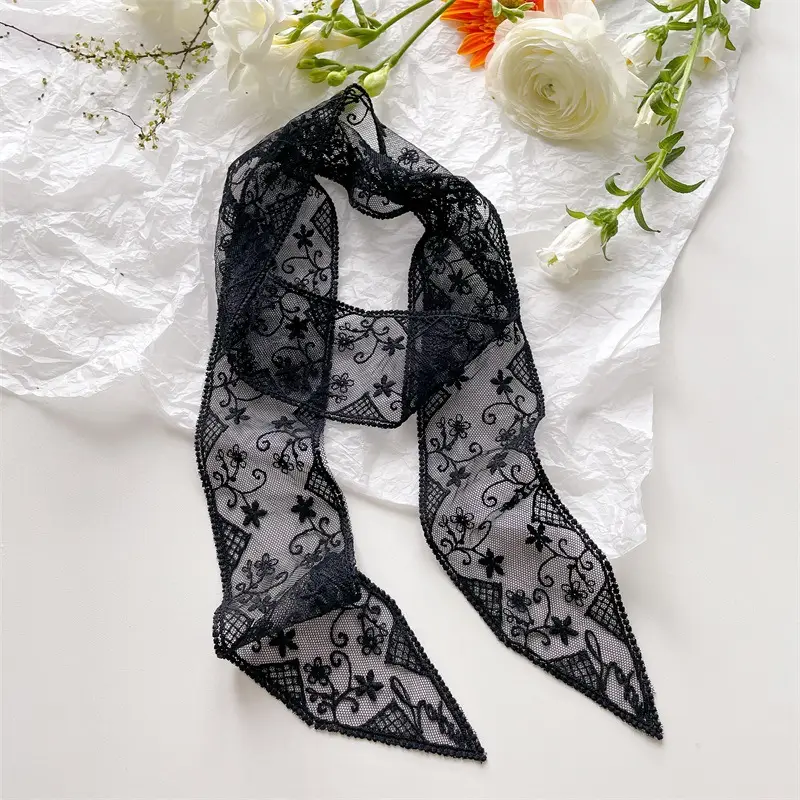 Green Lace Belt Scarf for Women Elegant Retro Decorative Neckband - Image 3