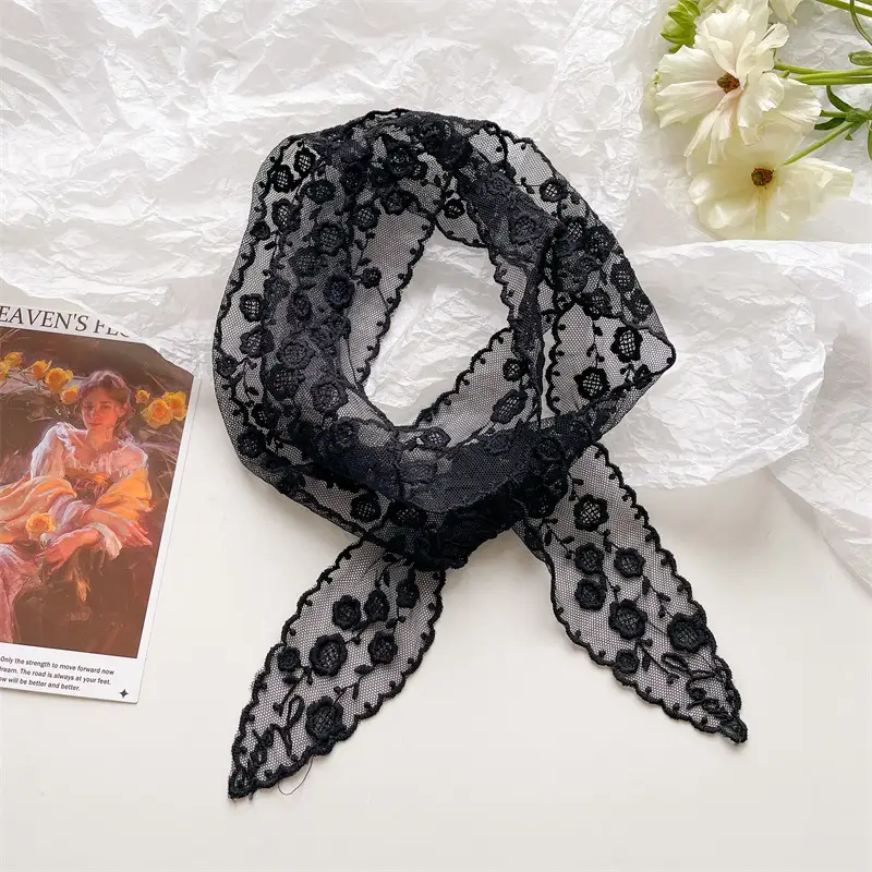 Green Lace Belt Scarf for Women Elegant Retro Decorative Neckband - Image 7