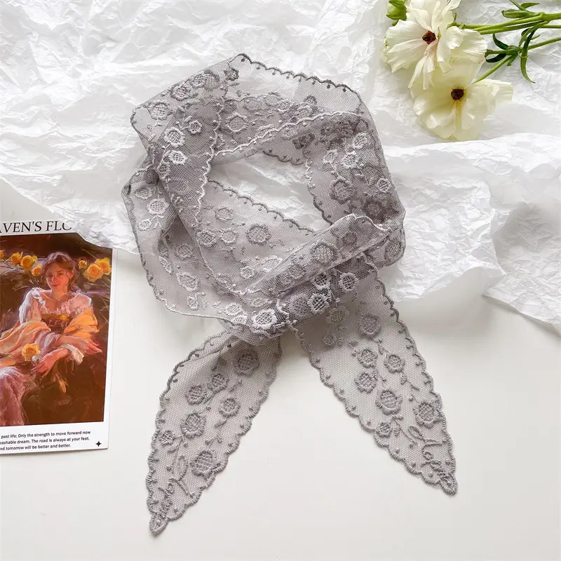 Green Lace Belt Scarf for Women Elegant Retro Decorative Neckband - Image 8