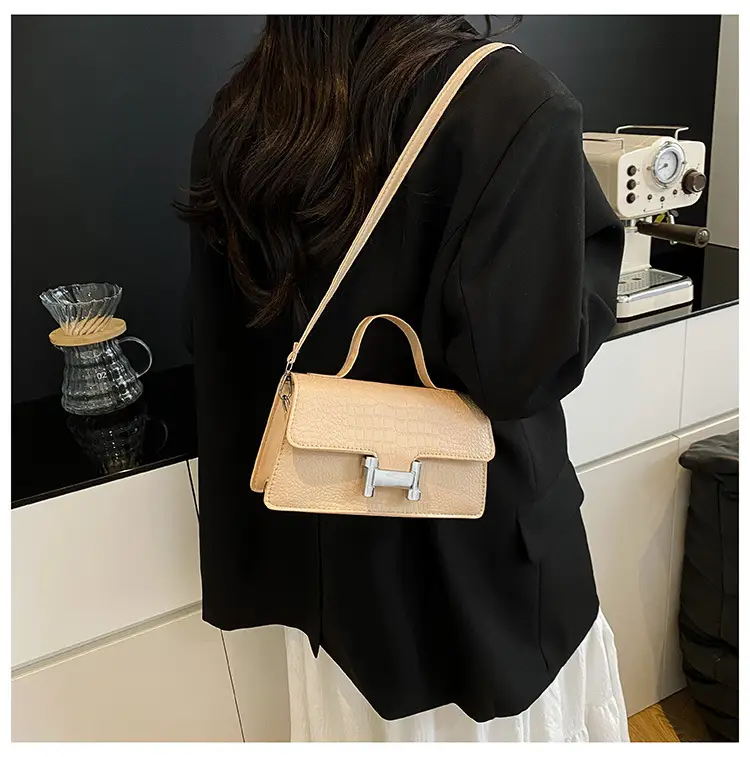 Pink Croc Leather Shoulder Bag for Women — feature 12