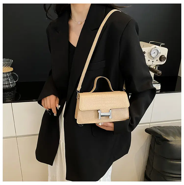 Pink Croc Leather Shoulder Bag for Women — feature 13