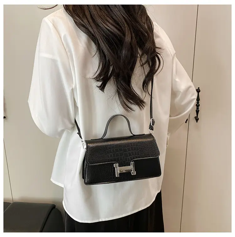 Pink Croc Leather Shoulder Bag for Women — feature 21