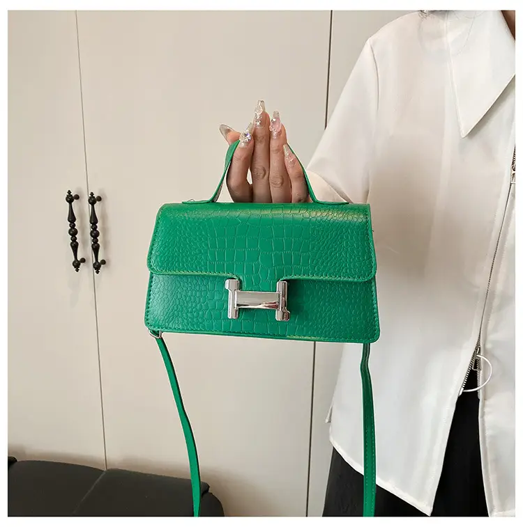 Pink Croc Leather Shoulder Bag for Women — feature 22