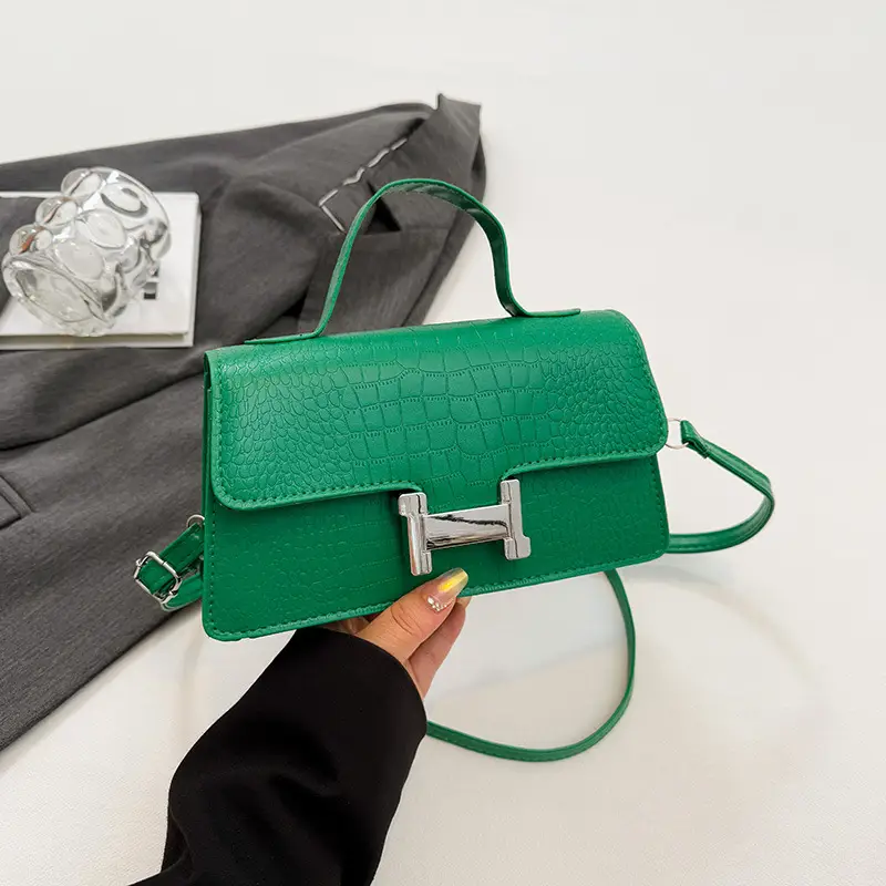 Pink Croc Leather Shoulder Bag for Women - Image 7