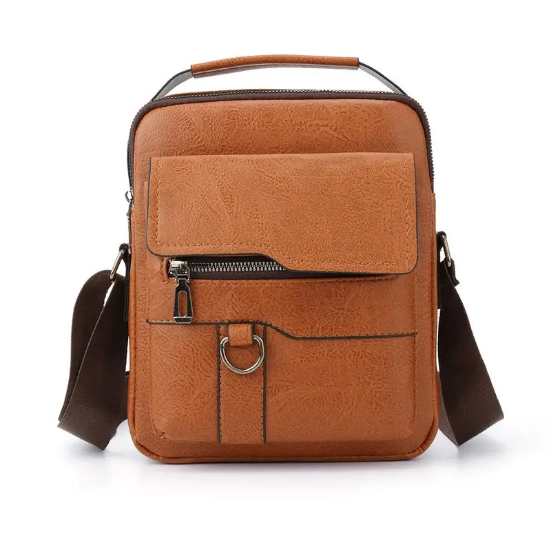 Men's Black Leather Shoulder Bag with Crossbody Strap - Image 8