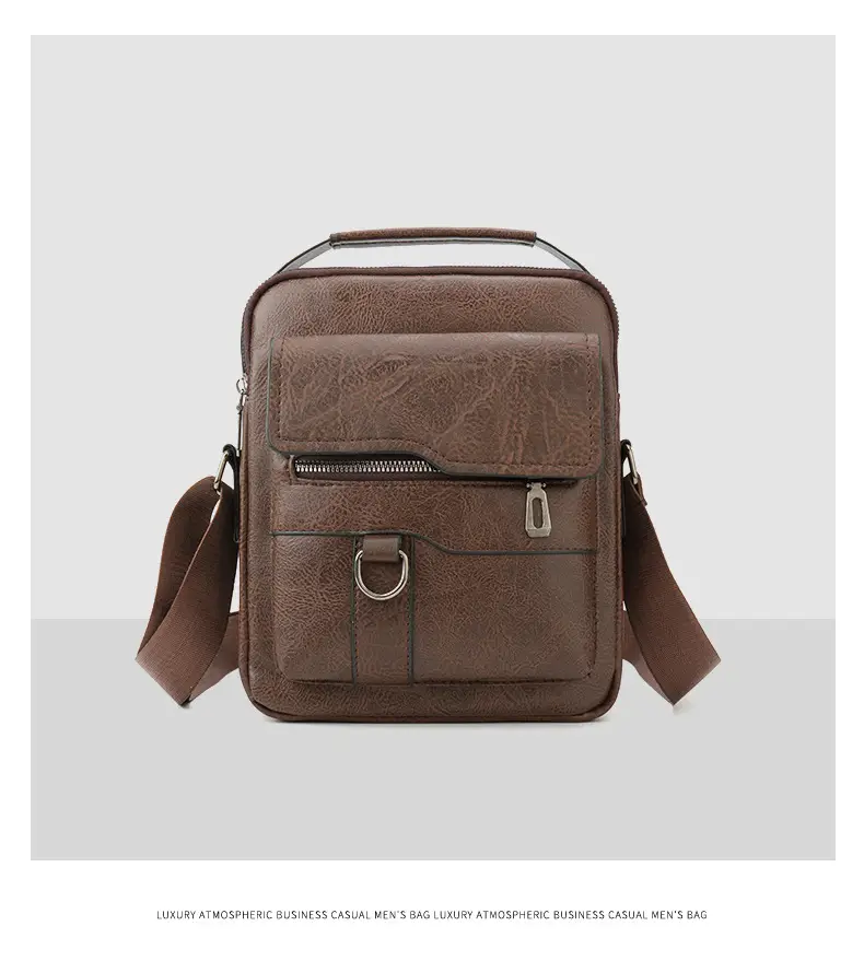 Men's Black Leather Shoulder Bag with Crossbody Strap — feature 20