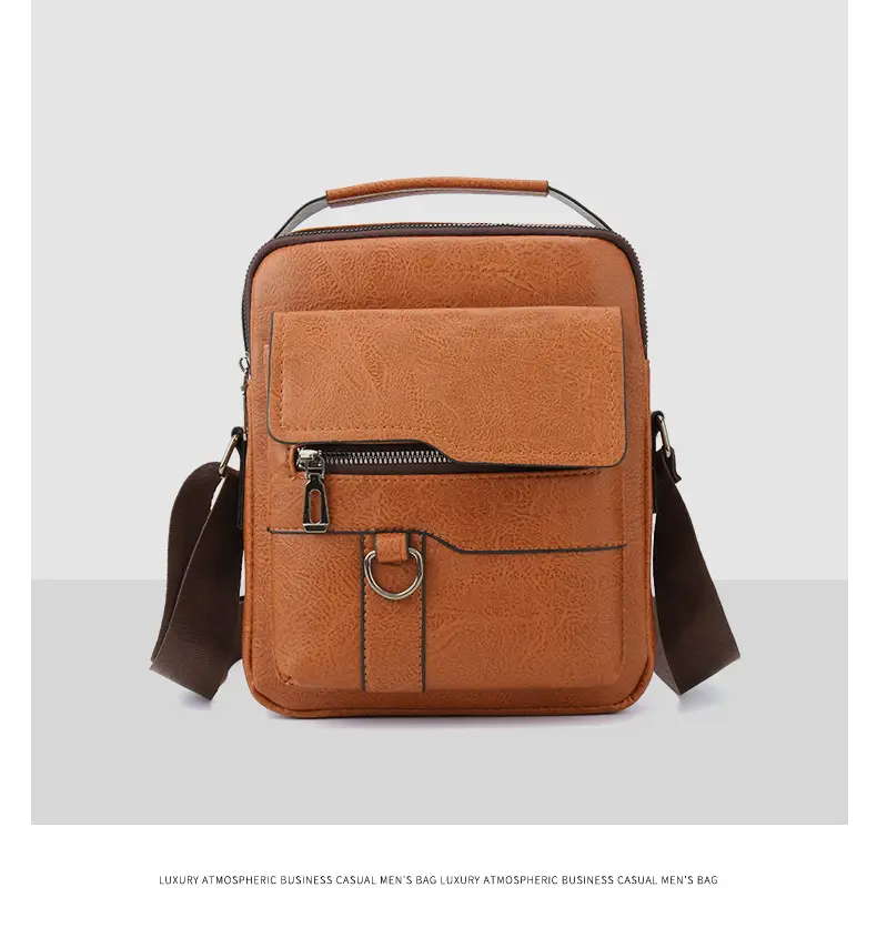 Men's Black Leather Shoulder Bag with Crossbody Strap — feature 24
