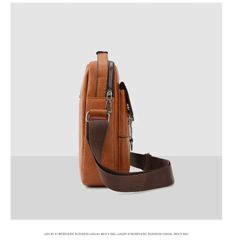 Men's Black Leather Shoulder Bag with Crossbody Strap — feature 26