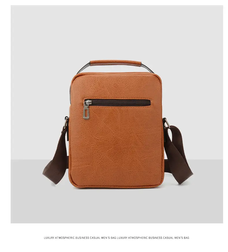 Men's Black Leather Shoulder Bag with Crossbody Strap — feature 27