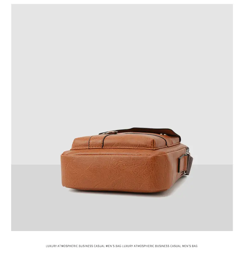 Men's Black Leather Shoulder Bag with Crossbody Strap — feature 29