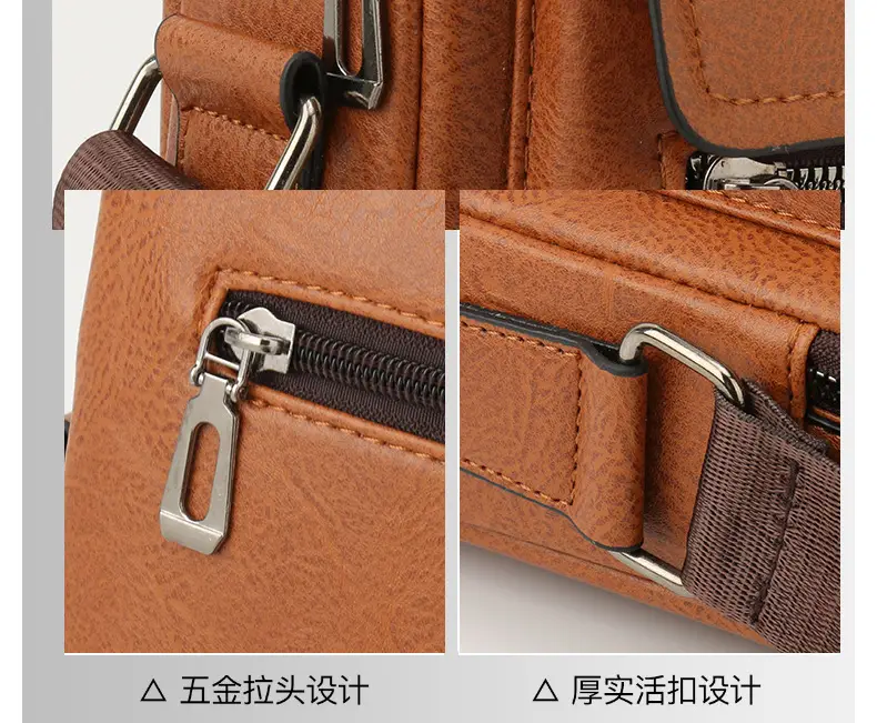 Men's Black Leather Shoulder Bag with Crossbody Strap — feature 31