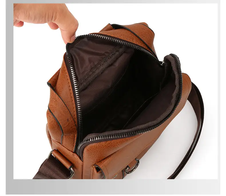Men's Black Leather Shoulder Bag with Crossbody Strap — feature 34