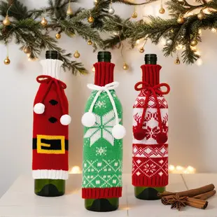 Cross-Country Knitted Christmas Wine Bottle Covers Red White Belt Belt Decor — feature 31