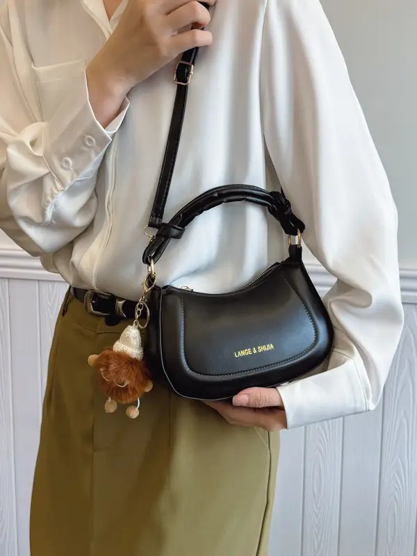 Women's Brown French Style Shoulder Crossbody Bag - Image 6