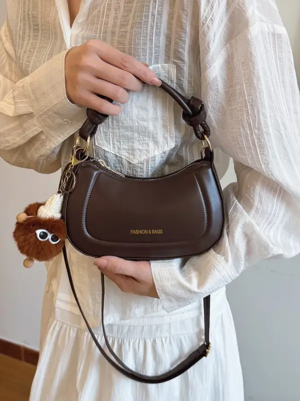 Women's Brown French Style Shoulder Crossbody Bag - Image 7