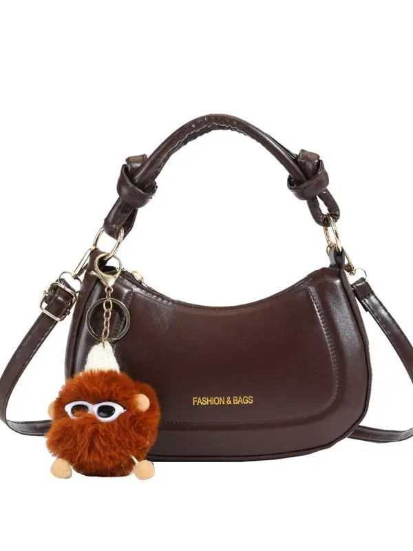 Women's Brown French Style Shoulder Crossbody Bag - Image 9