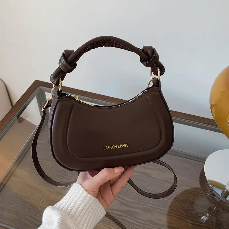 Women's Brown French Style Shoulder Crossbody Bag - Image 3