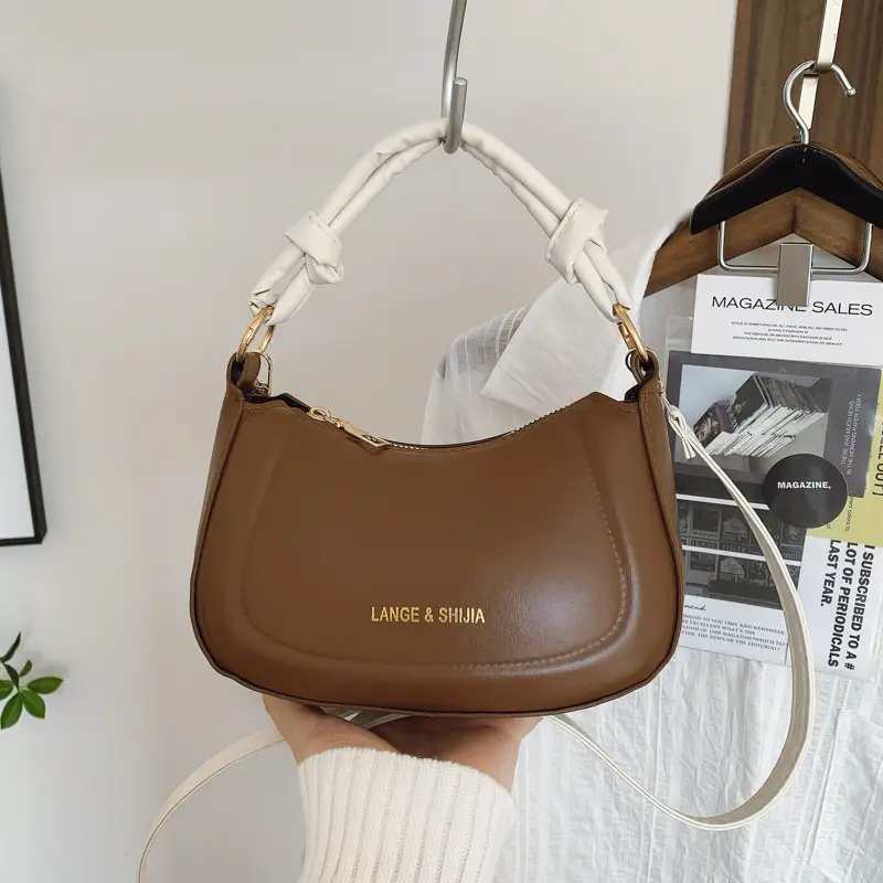 Women's Brown French Style Shoulder Crossbody Bag - Image 4