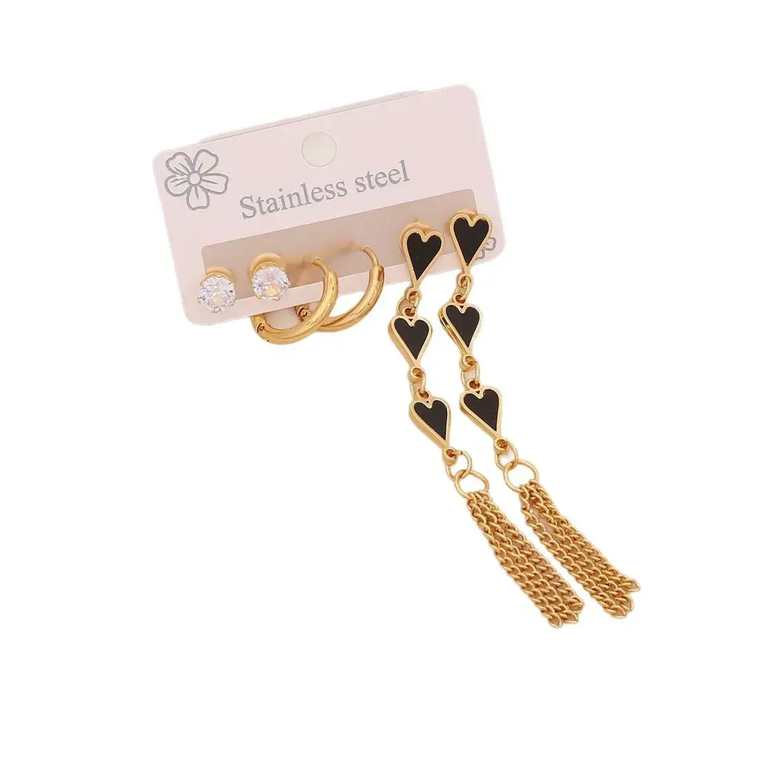 Stainless Steel Six-Leaf Clover Earrings for Women
