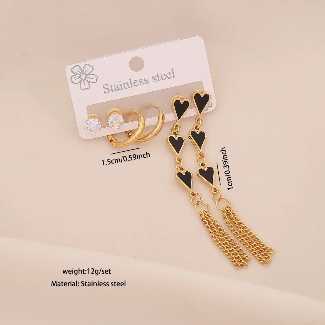 Stainless Steel Six-Leaf Clover Earrings for Women