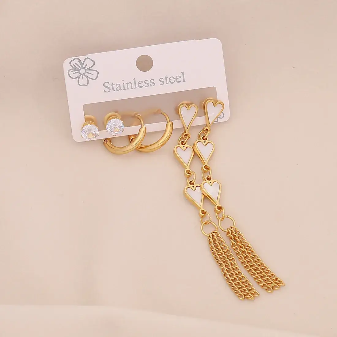 Stainless Steel Six-Leaf Clover Earrings for Women