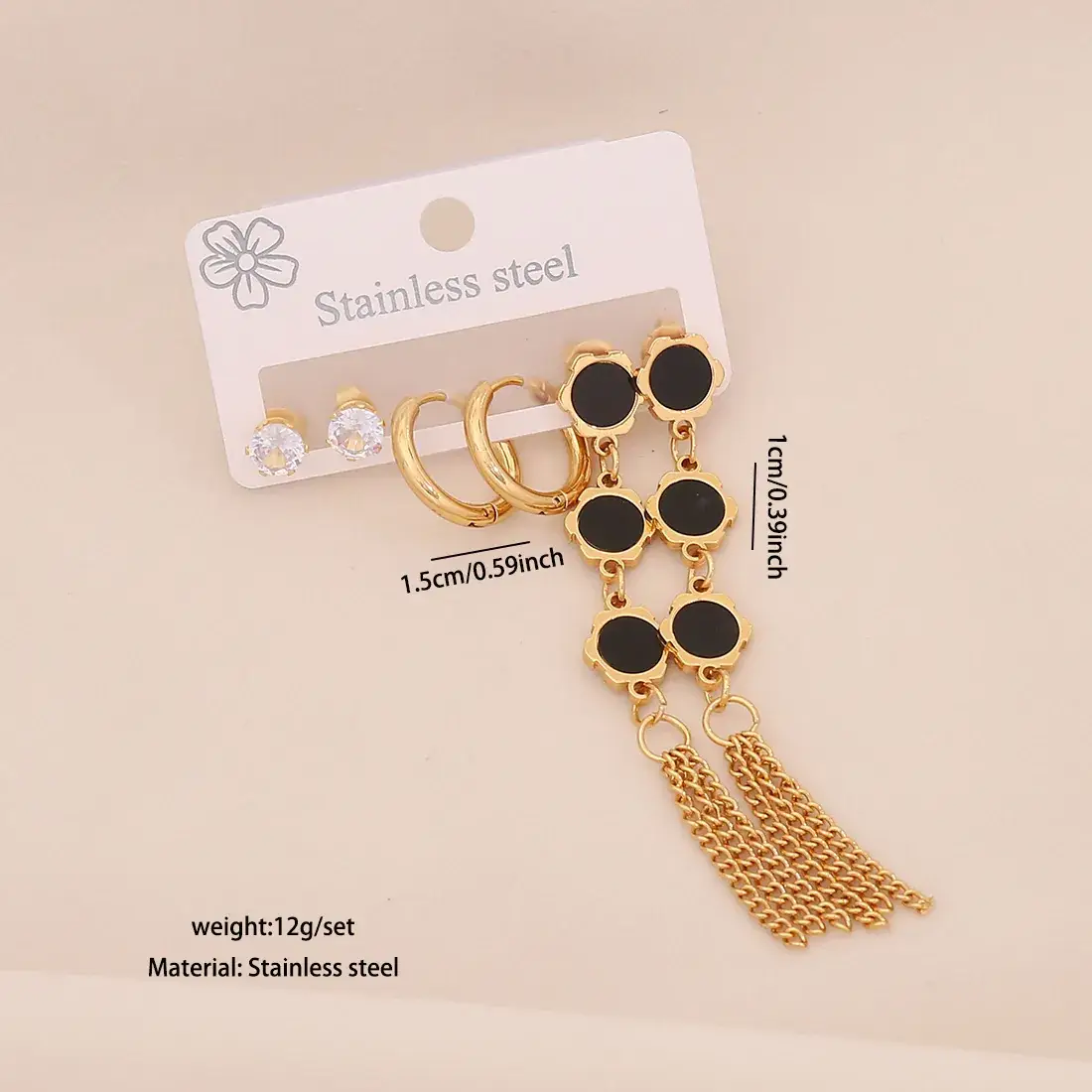 Stainless Steel Six-Leaf Clover Earrings for Women