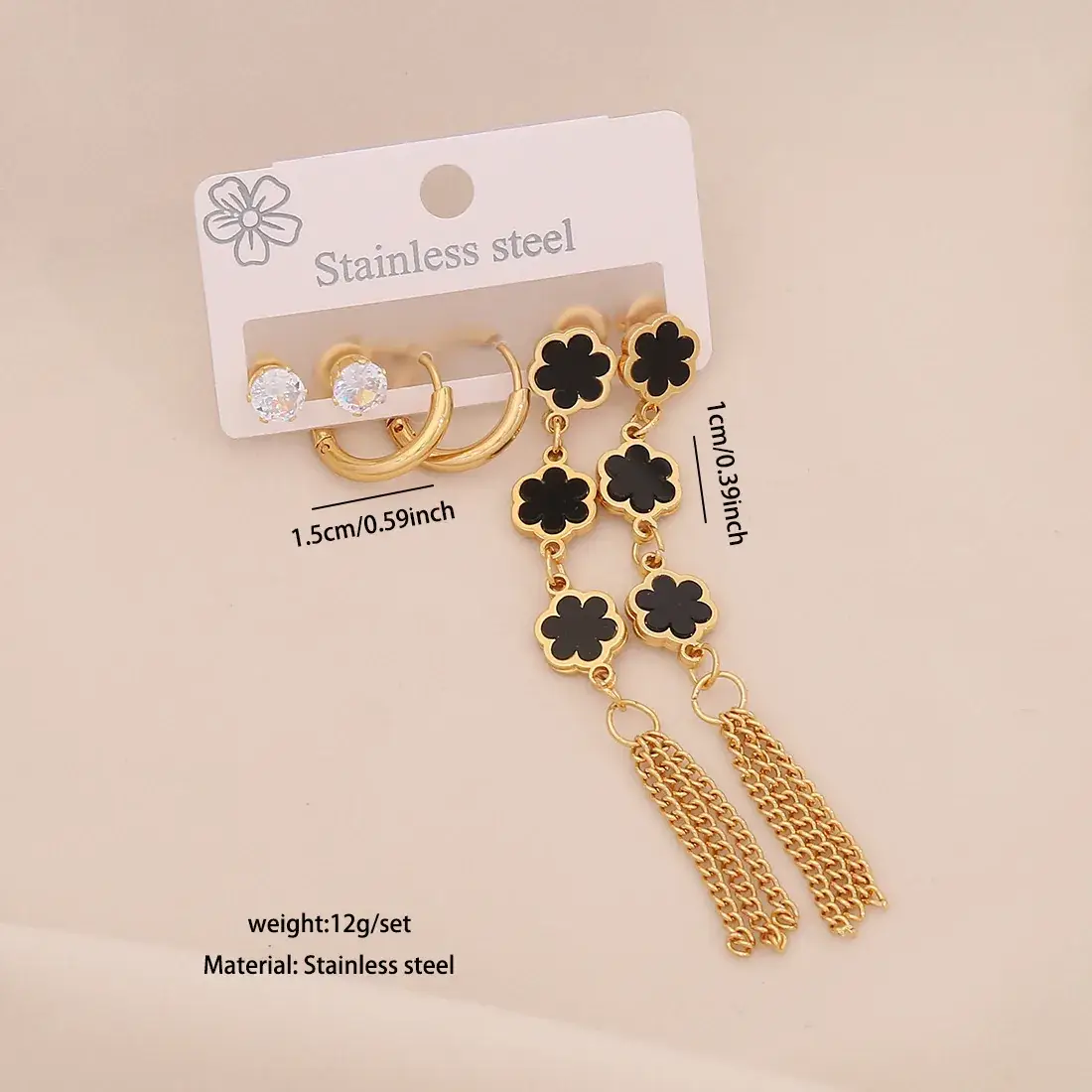 Stainless Steel Six-Leaf Clover Earrings for Women