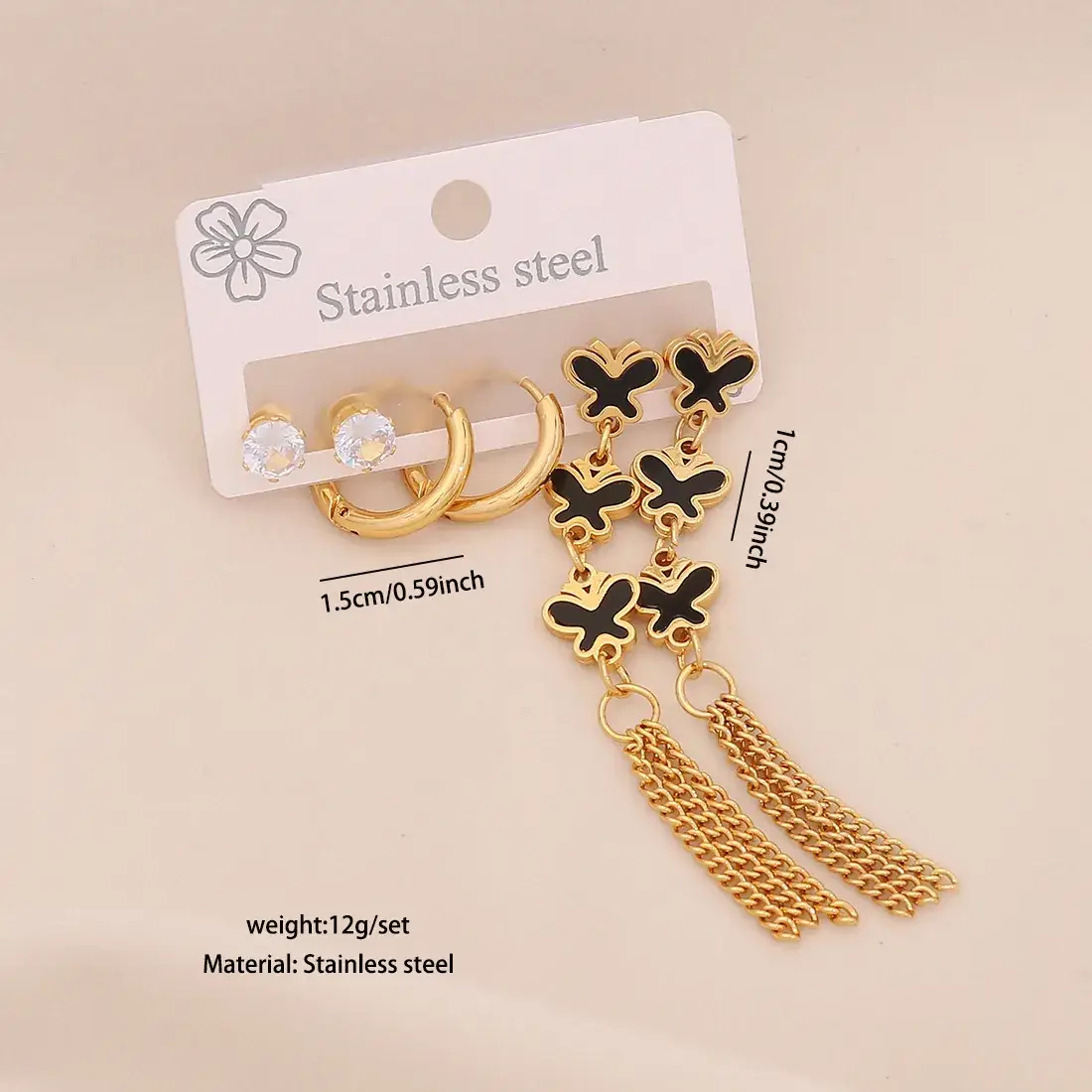 Stainless Steel Six-Leaf Clover Earrings for Women