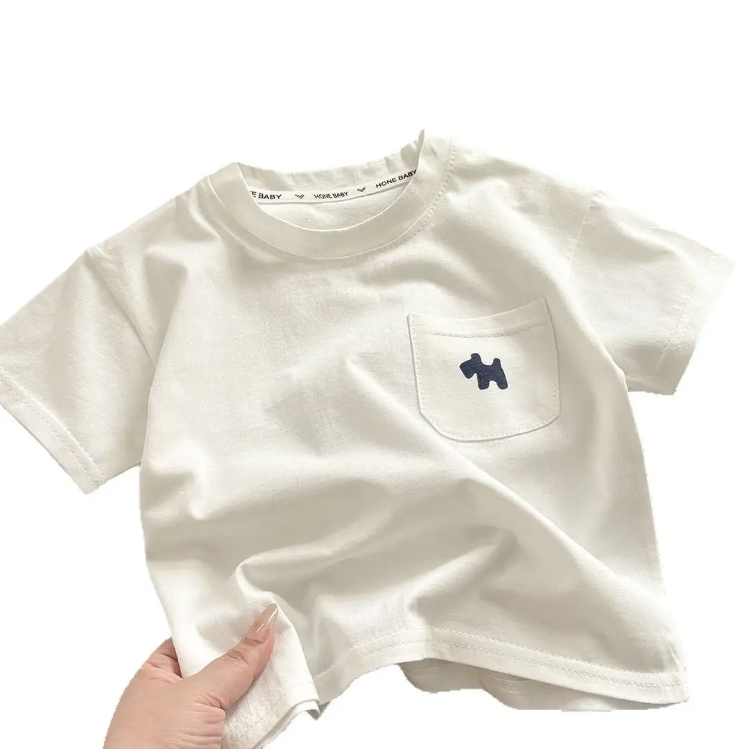 Light Blue Pure Cotton Boys T-Shirt with Pocket Design - Image 9