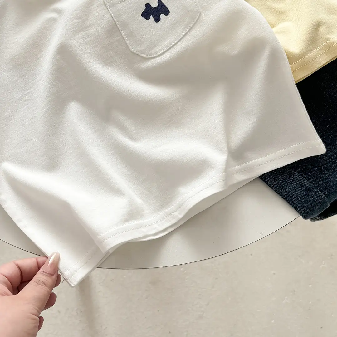Light Blue Pure Cotton Boys T-Shirt with Pocket Design — feature 11