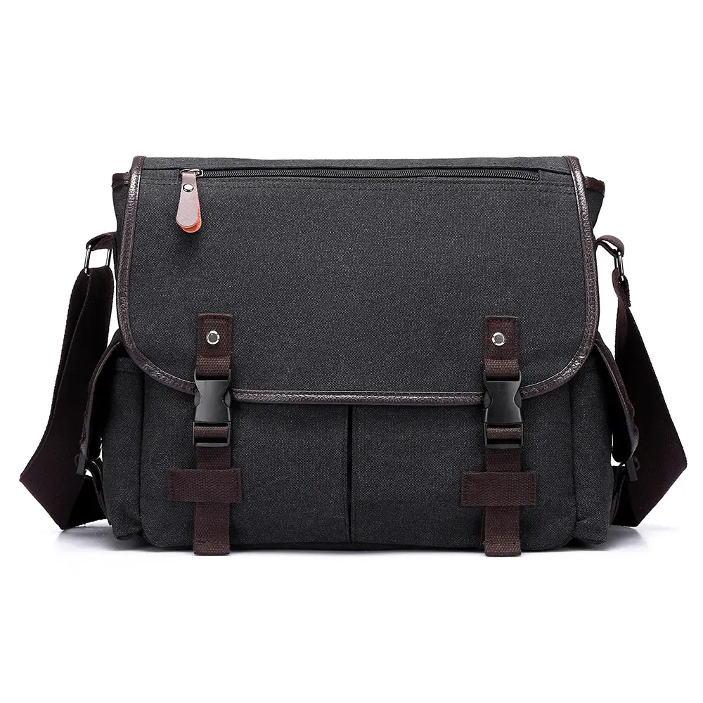 Men's Canvas Crossbody Bag Large Multi-Compartment Business Commuter - Image 8