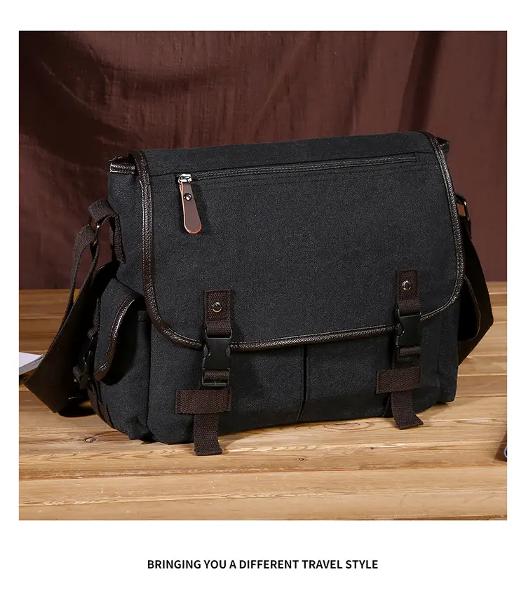 Men's Canvas Crossbody Bag Large Multi-Compartment Business Commuter — feature 13
